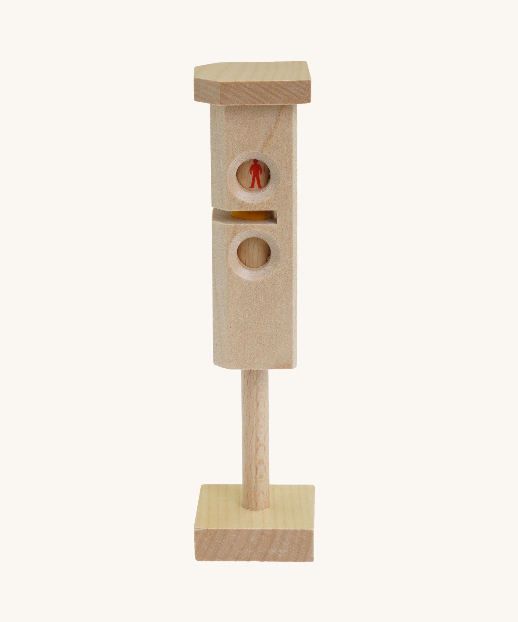 Beck Holzspielzeug Wooden Traffic Light Toy. The side featured the stop and go light for pedestrians. This wooden traffic light is part of a wide range of toy vehicles and accessories available at Babipur.