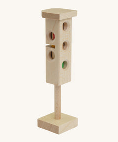 Beck Holzspielzeug Wooden Traffic Light Toy. One side features the red, amber and green lights and one features a stop and go light for pedestrian. This wooden traffic light is part of a wide range of toy vehicles and accessories available at Babipur.