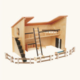 Beck wooden large stable set with a removable ladder, fence pieces and other farm stable accessories 