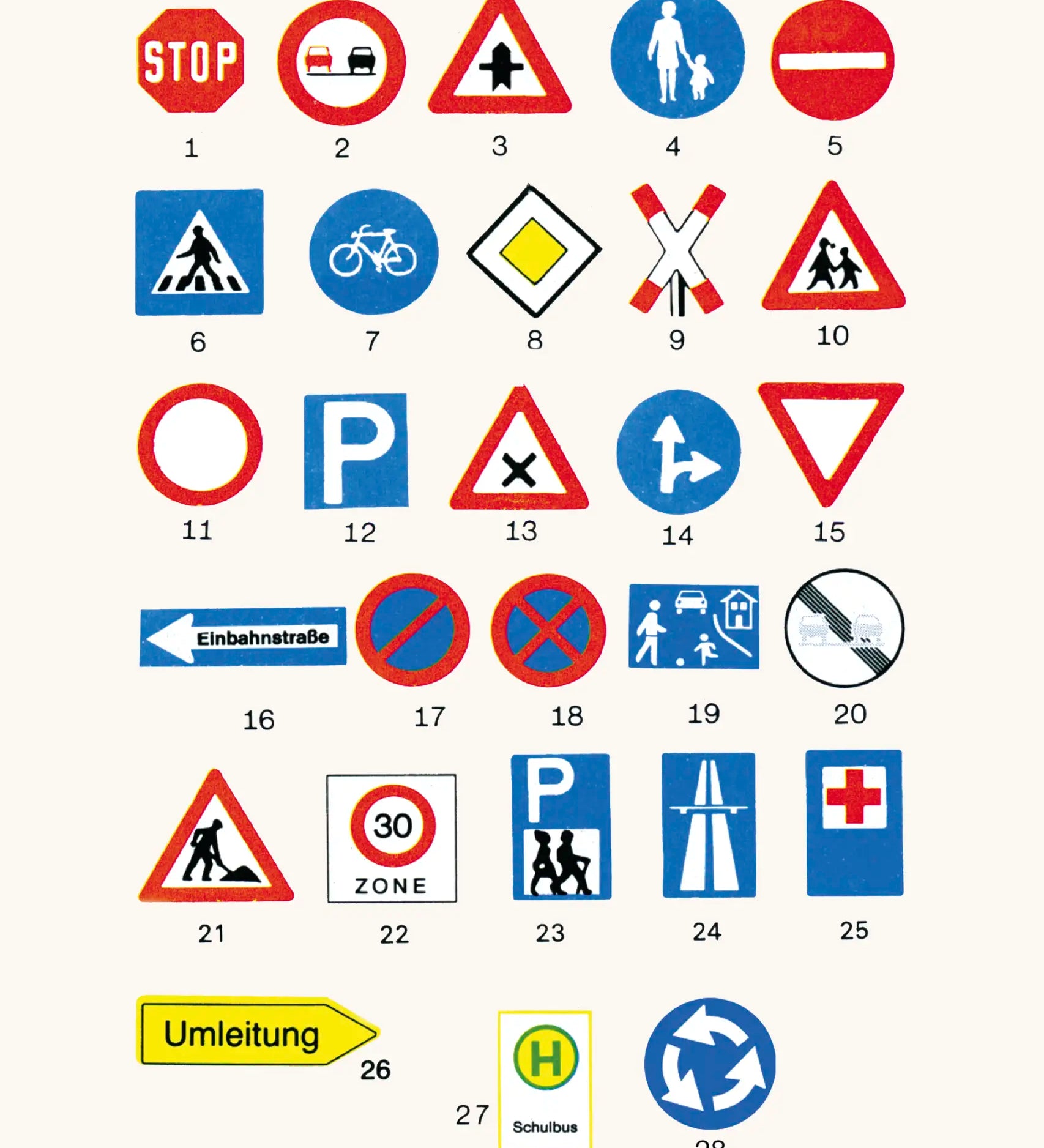 28 diagrams showing each Beck traffic sign 