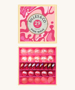 Billes & Co marbles in a pink wave inspired design. Features 29 pink glass marbles with a mixture of textured and flat marbles. Comes in a matching decorative box. 