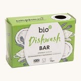 Bio-D dish washing soap available at Babipur. This bar is 90g and comes in a green decorated cardboard box 