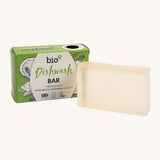 An open Bio-D dish washing soap available at Babipur. This bar is 90g and comes in a green decorated cardboard box 