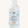 Front view of Bio-D Fragrance-Free Bubble Bath in a 1 litre bottle, showing blue circular label design and Allergy UK approval.