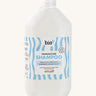 Front view of Bio-D Fragrance-Free Shampoo 5 litre refill bottle with white cap and blue wave label, showing Allergy UK approval.