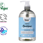 Bio D 500ml vegan friendly fragrance free hand sanitiser wash on a white background
