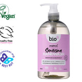 Bio D eco friendly natural geranium and grapefruit sanitising hand wash on a white background