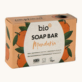Bio-D mandarin soap bar available at Babipur. This soap bar is 90g and presented in a light orange box with a mandarin design