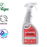 Bio D eco-friendly 500ml natural all purpose sanitiser spray bottle on a white background