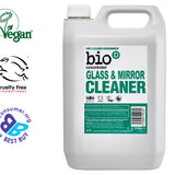 Bio D vegan friendly natural glass and mirror cleaning fluid bottle on a white background