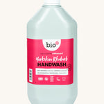 A 5L bottle of the Bio-D handwash in Yorkshire rhubarb fragrance.