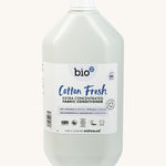 A 5L bottle of Bio-D cotton fresh fabric conditioner. Features a cap for easy pouring.