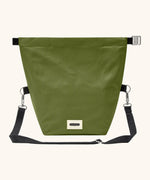 Black+Blum 10 litres insulated roll top lunch bag in moss green empty and laid flat