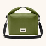 Black+Blum 10 litres insulated and water repellent roll top lunch bag in moss green with a hook buckle fastener and carry strap
