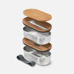 All Elements of Black+Blum Leakproof Bento Box Lunchbox demonstrating how each piece fits together.