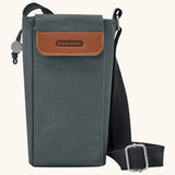 Black + Blum insulated water repellent bottle bag in slate blue with lid. Features a reinforced adjustable strap, side pockets and a adjustable drawstring 