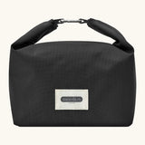 Black+Blum 7 litres insulated and water repellent roll top lunch bag in black with a hook buckle fastener