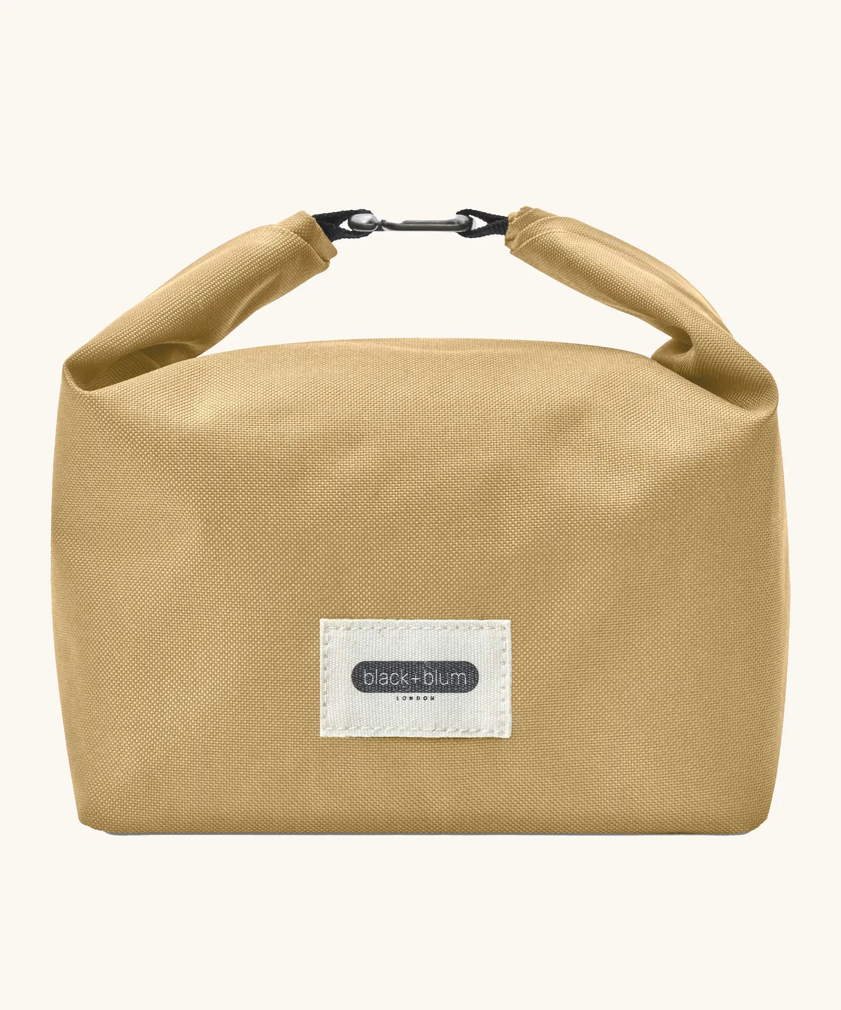 Black+Blum 7 litres insulated and water repellent roll top lunch bag in clay beige with a hook buckle fastener