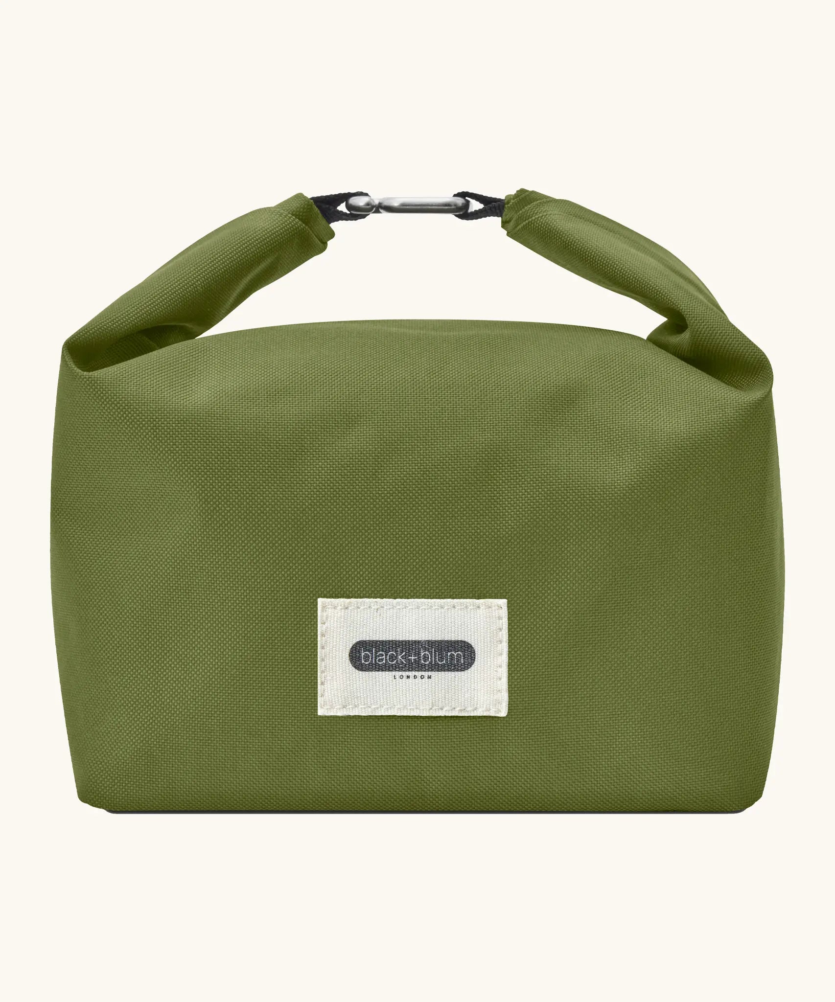 Black+Blum 7 litres insulated and water repellent roll top lunch bag in mos green with a hook buckle fastener