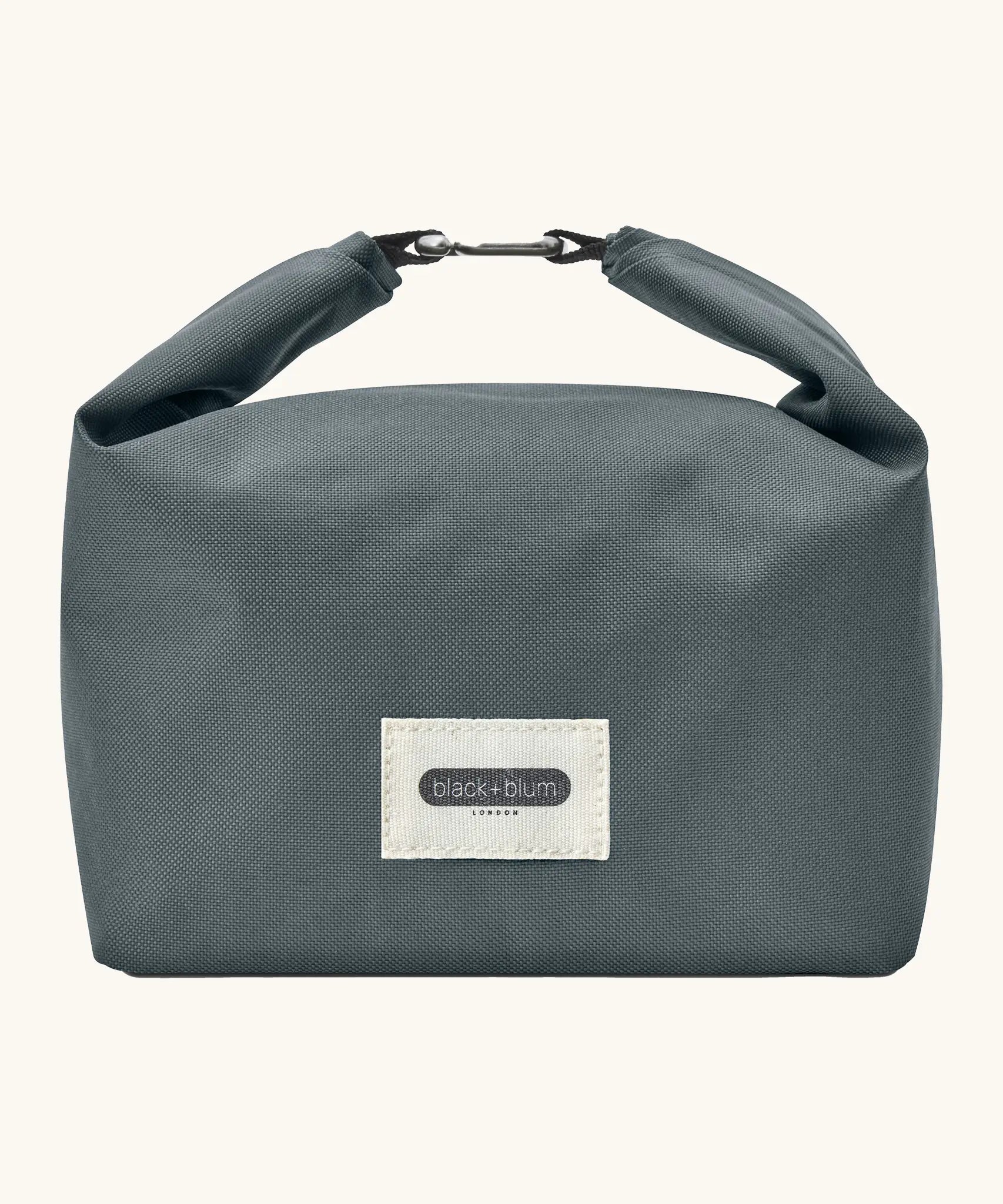 Black+Blum 7 litres insulated and water repellent roll top lunch bag in slate blue with a hook buckle fastener