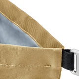 A clai beige Black+Blum 7 litres insulated roll top lunch bag showing a water repellent lining