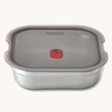 Black + Blum square stainless steel leakproof microwave safe lunchbox available at Babipur. 