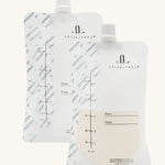 Two milk storage bags, with measurement, date and time information. Included with the Lola & Lykke Pump On The Move Set