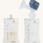 The milk bags with the smart pump and attachment, to show the different pumping options and storage available to carrying breastmilk