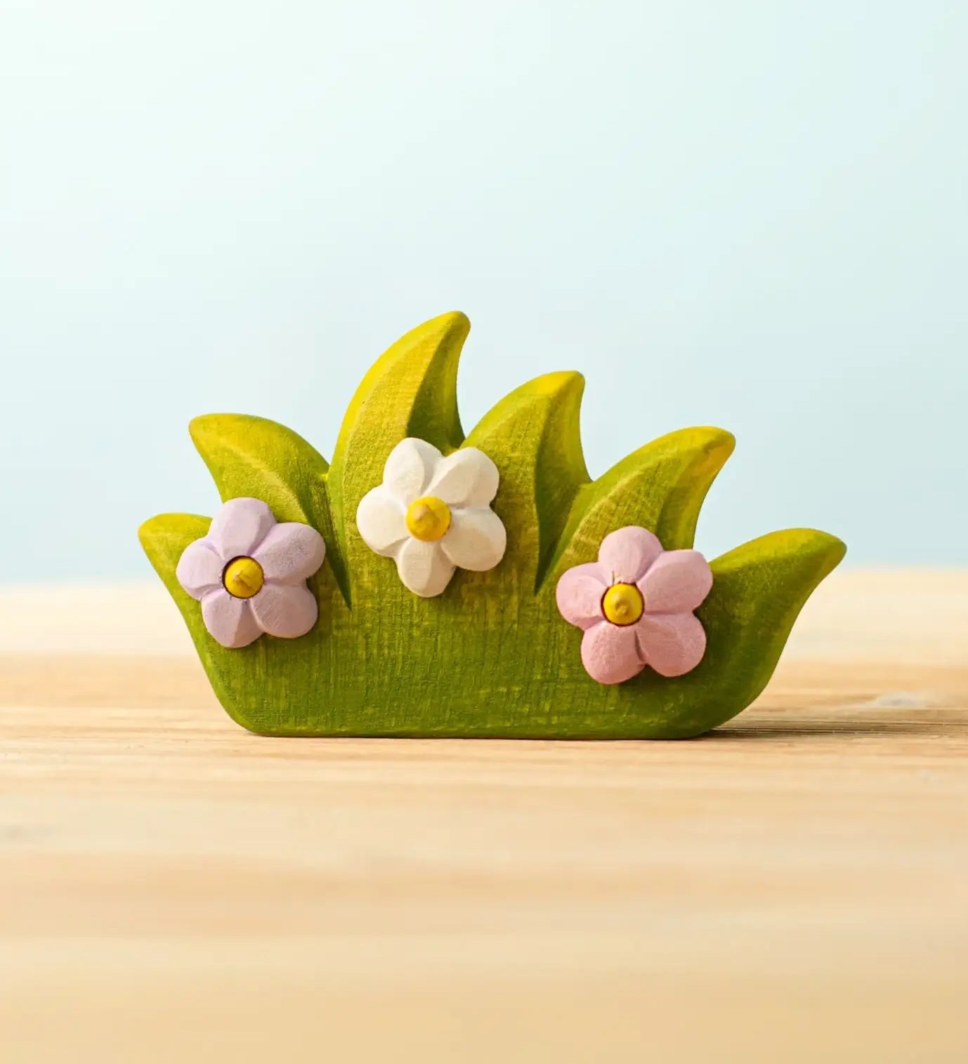 Bumbu handcrafted wooden blossom bush with 3 flowers