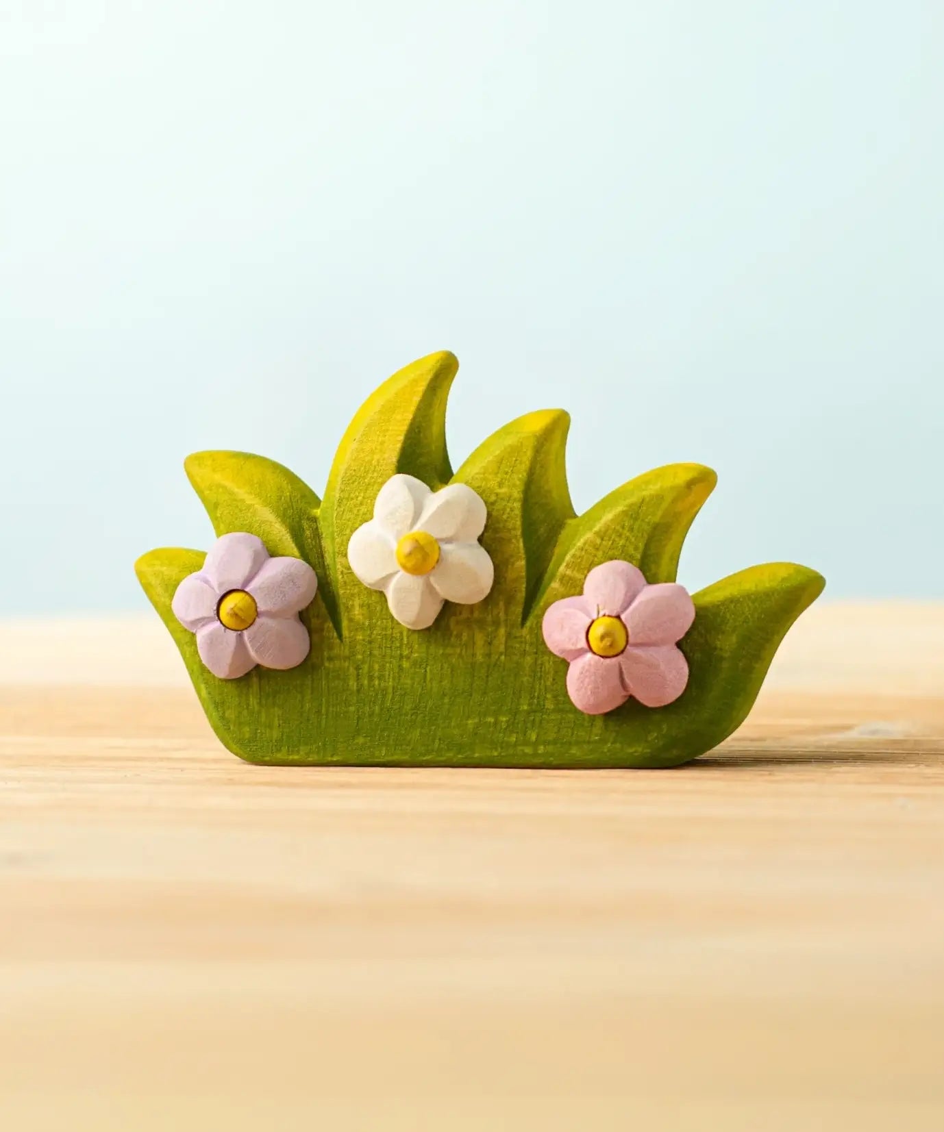 Bumbu handcrafted wooden blossom bush with 3 flowers