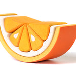 Bumbu handmade wooden tangerine slotting puzzle toy on a white background