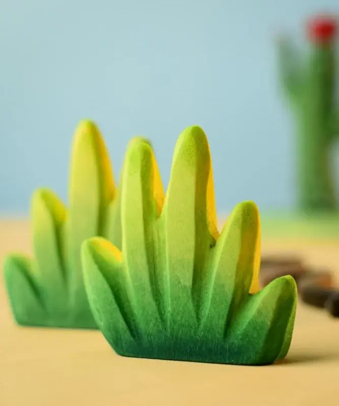 Bumbu Toys dessert bush for small world play placed at the front of a small world play scene.