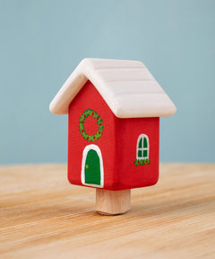 Bumbu red Festive house Celebration decorative Figure to fit on a Grimm's celebration ring. These festive figures are perfect for your Christmas celebration ring set up. These expertly hand crafted items are part of a large range of wooden toys available here at Babipur. 