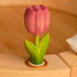 Bumbu wooden pink tulip decorative figure standing in a celebration ring