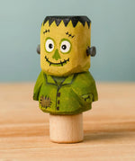 Bumbu handcrafted wooden Frankenstein halloween decorative figure with playful painted facial features