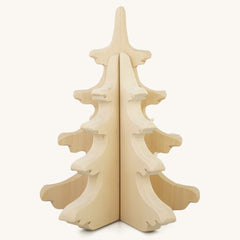 Bumbu large natural wooden pine tree toy on a beige background