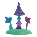 Bumbu handmade wooden enchanted mushroom toy on a white background