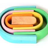 Bumbu plastic-free pastel arches laid out in an oval shape on a white background