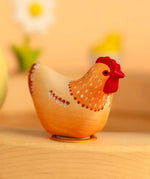 Bumbu wooden brown hen decorative figure standing in a celebration ring