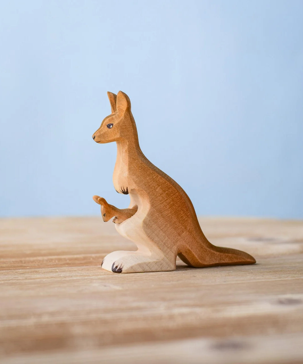 Bumbu Toys Mama Kangaroo & Joey wooden figures. 