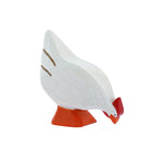 Bumbu miniature wooden white hen toy figure stood on a white background