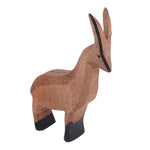 Bumbu hand carved wooden mountain goat toy figure on a white background