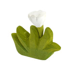 Bumbu plastic-free small wooden grass with white flower toy on a white background