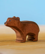 Bumbu toys handcrafted wooden brown standing cub figure with painted facial features