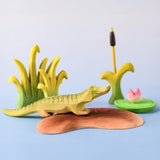 
Bumbu Toys' Little Island in a scene with Bumbu's baby Crocodile, Reed, Water Lily and Cattails.
