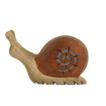 Bumbu wooden snail figure pictured on a plain background 