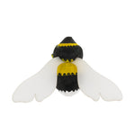 A view of the top of a Bumbu Wooden Bumblebee Figure pictured on a plain background 