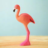 Bumbu toys handcrafted wooden pink standing flamingo figure 
