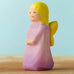 Bumbu handcrafted wooden lavender fairy figure with painted yellow hair, wings and facial features