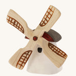 Bumbu Miniature Wooden Moldova Windmill on a plain background.